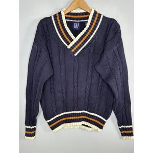 Vintage 90s Gap Preppy V-Neck Tennis Cricket Sweater Size Medium